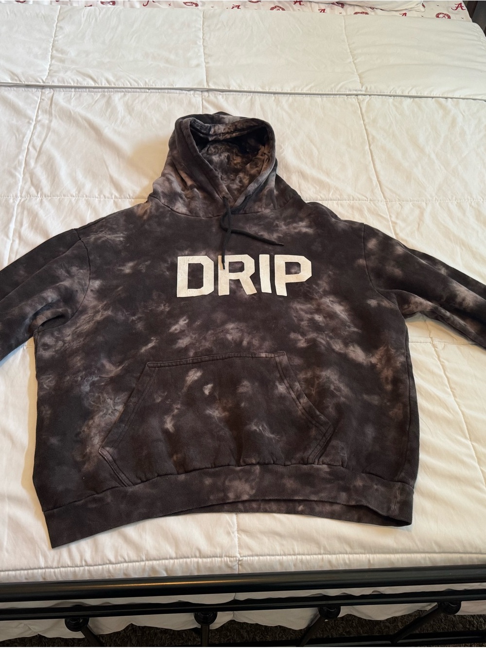 DRIP Tie-Dye Crewneck Hoodie in Black